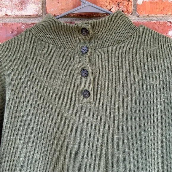 Madewell Ribbed Mock Neck Button Olive Green Women's Sweater Pockets Women’s XL - Picture 6 of 10
